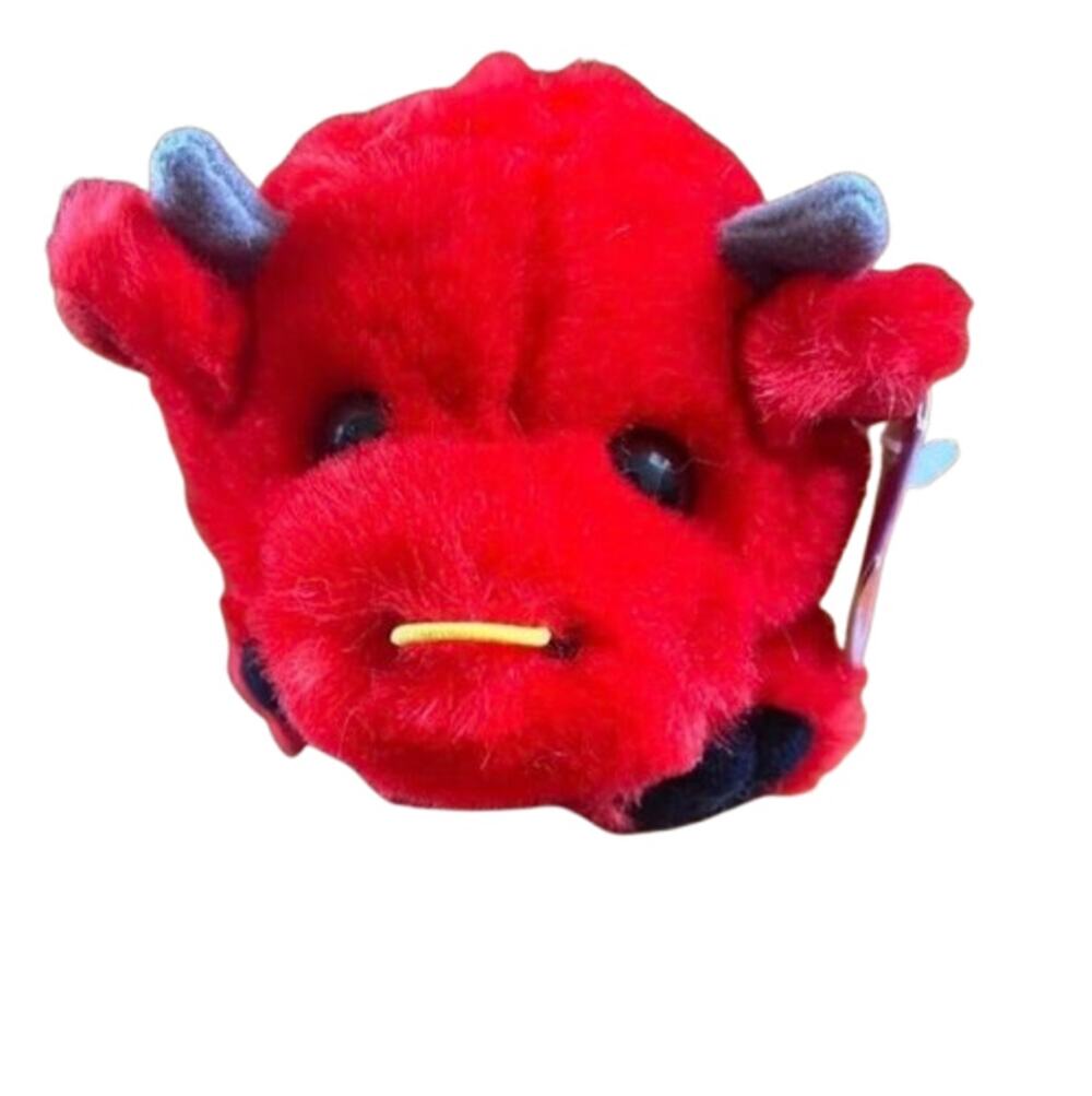 SWIBCO Puffkins Bruno The Red Bull vintage Plush Stuffed Animal 1998